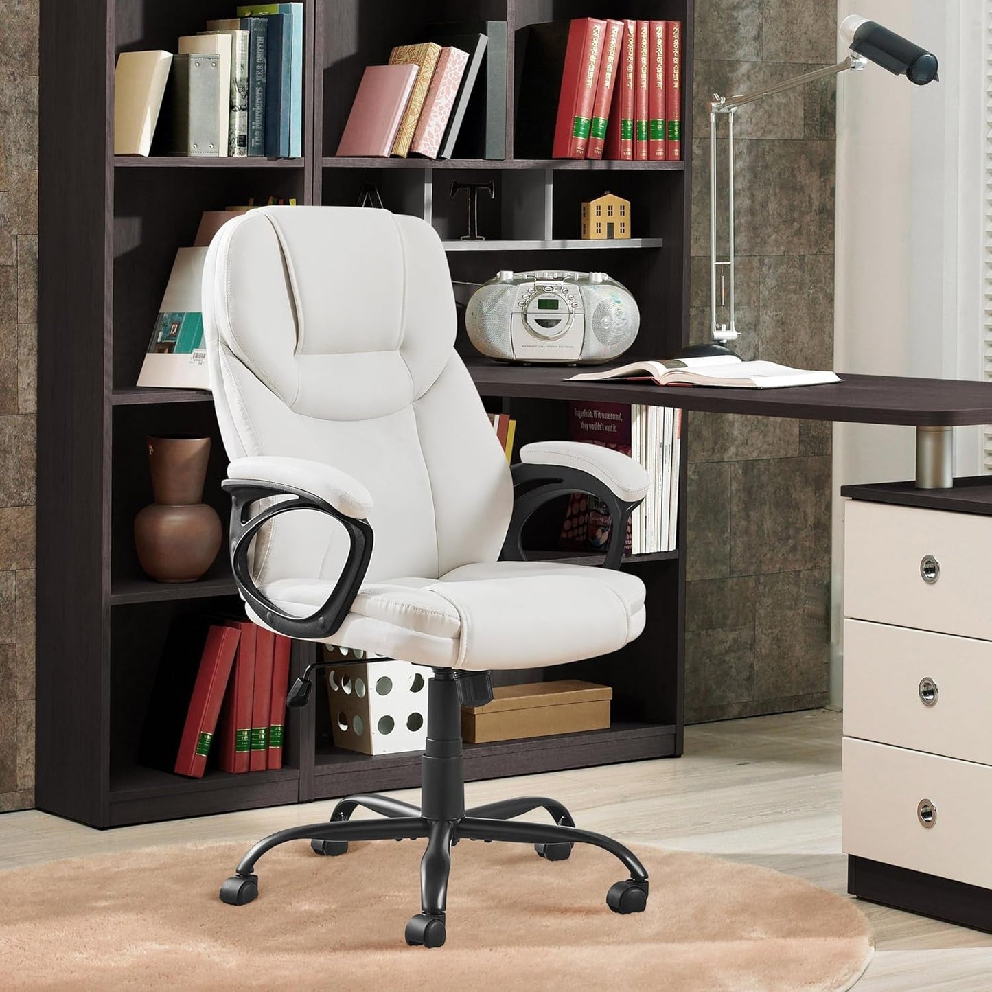 High Back Executive Chair White Ergonomic Office Chair-4