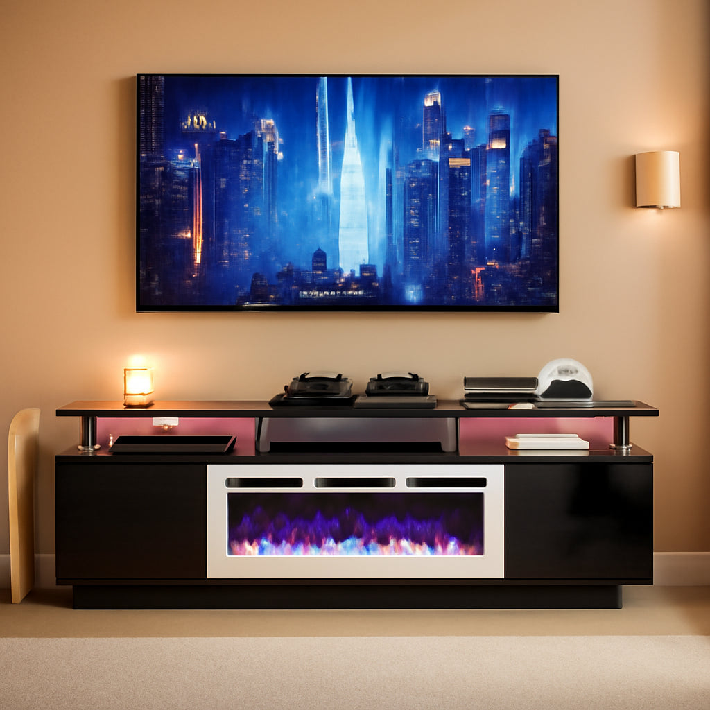 80 Inch Fireplace TV Stand With 36 Inch Electric Fireplace-0