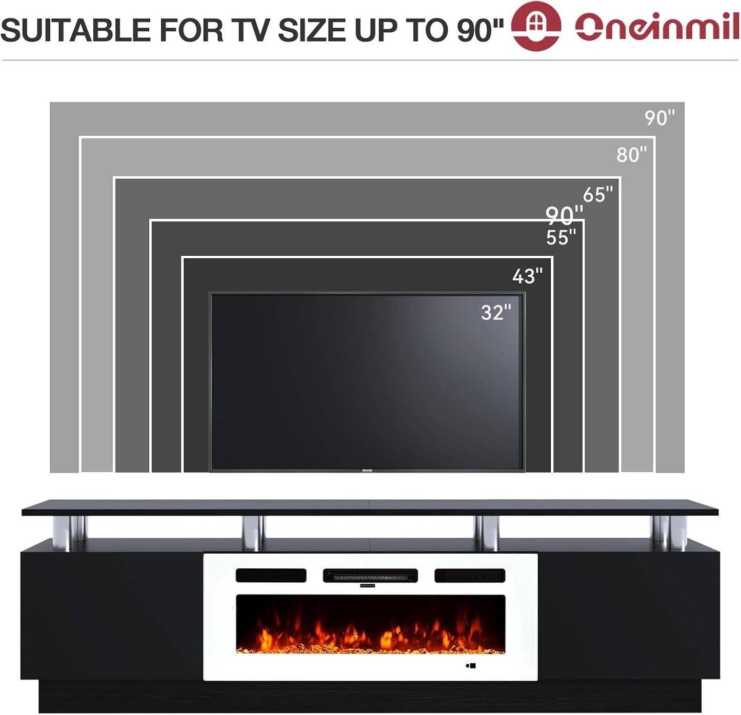 80 Inch Fireplace TV Stand With 36 Inch Electric Fireplace-4