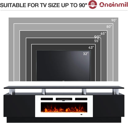 80 Inch Fireplace TV Stand With 36 Inch Electric Fireplace-4