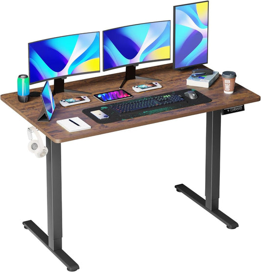 55 Inch Electric Height Adjustable Gaming Desk Brown-0