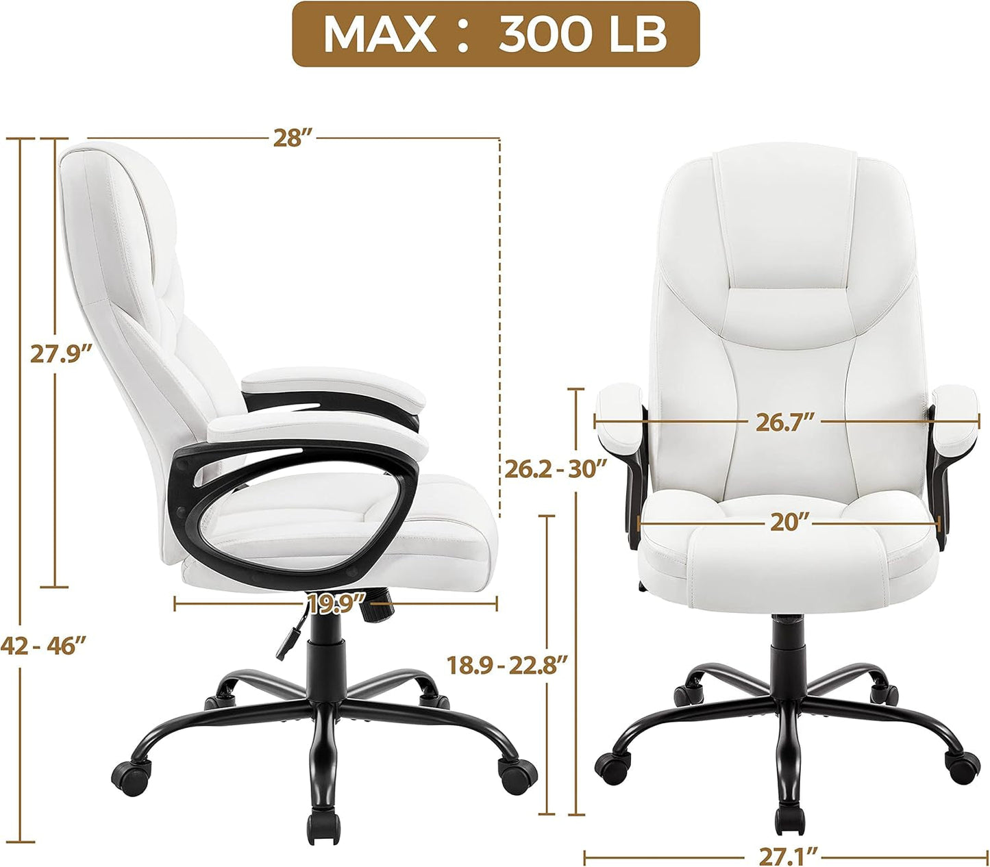 High Back Executive Chair White Ergonomic Office Chair-2