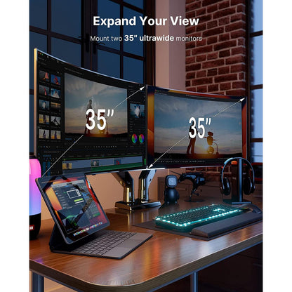 Dual Monitor Stand With USB Port Height Adjustable Arms-1