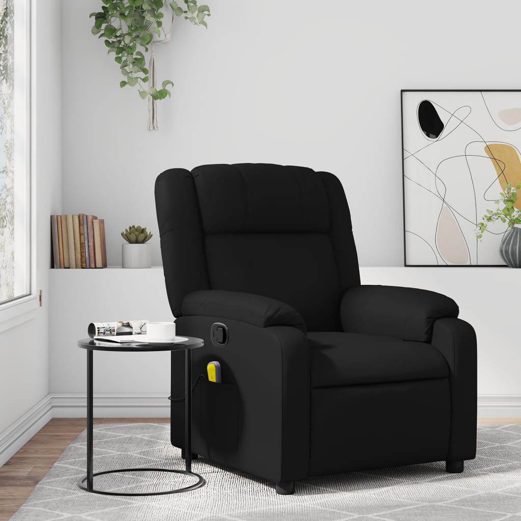 vidaXL Massage Recliner Chair Black Faux Leather-5