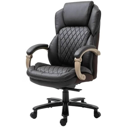 Brown Big and Tall Diamond Stitching Executive Adjustable Height Office Chair-2