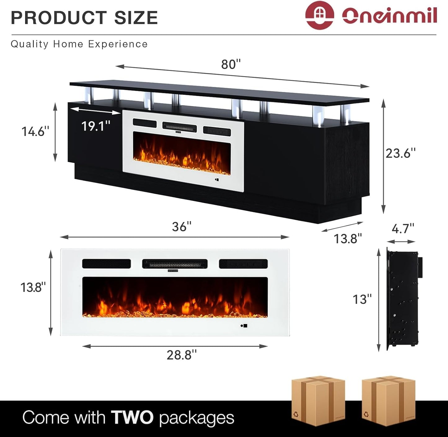 80 Inch Fireplace TV Stand With 36 Inch Electric Fireplace-1