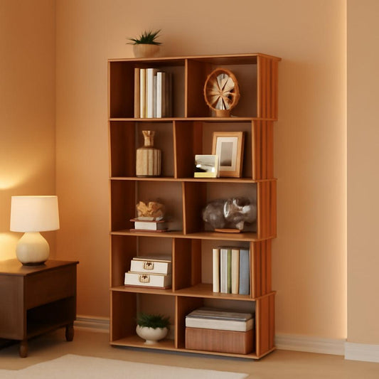 Industrial Corner Bookshelf 64.9 Inch Freestanding Wood-0