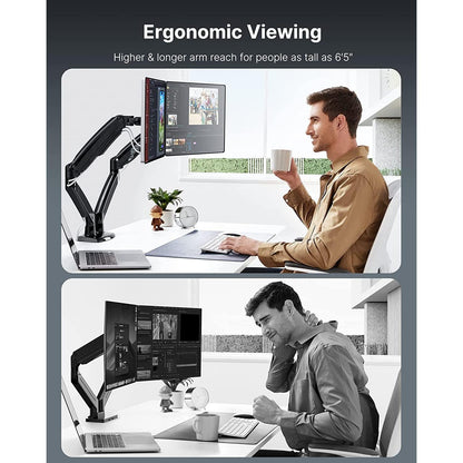 Dual Monitor Stand With USB Port Height Adjustable Arms-3