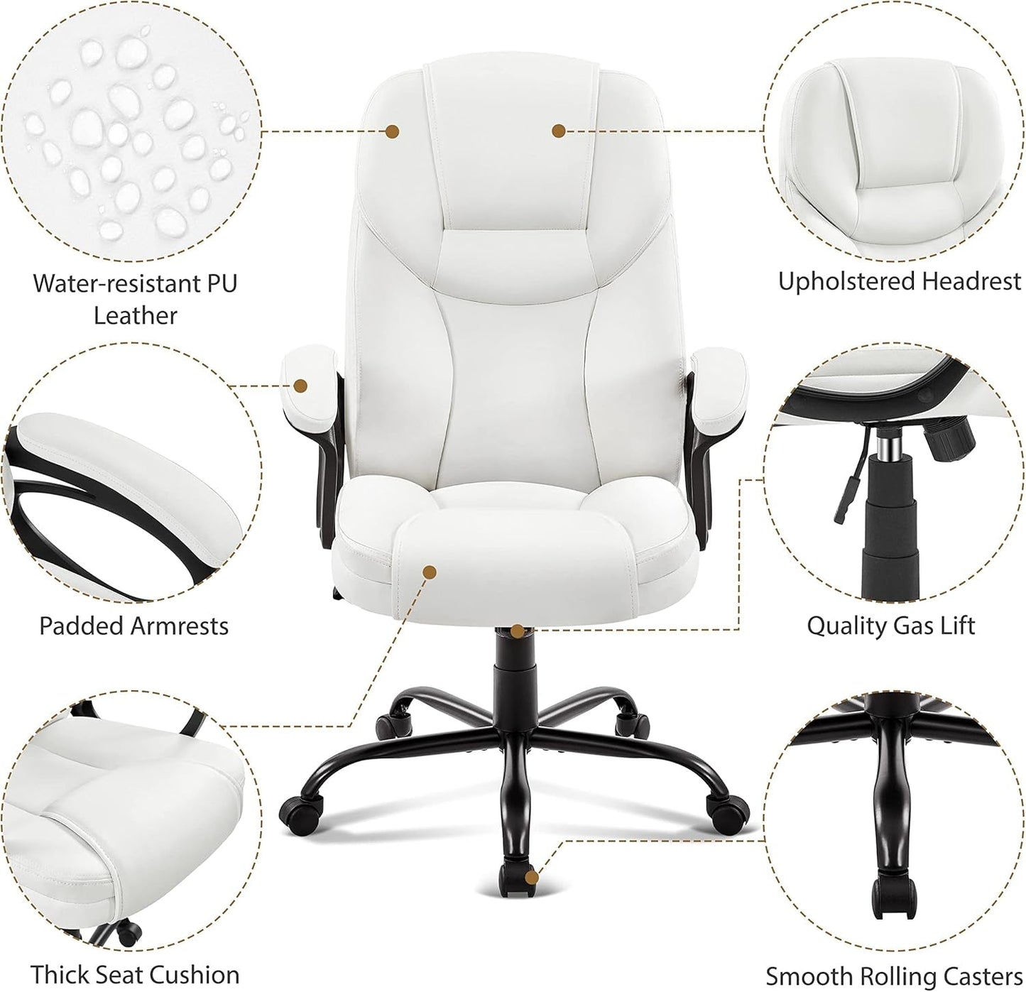 High Back Executive Chair White Ergonomic Office Chair-3