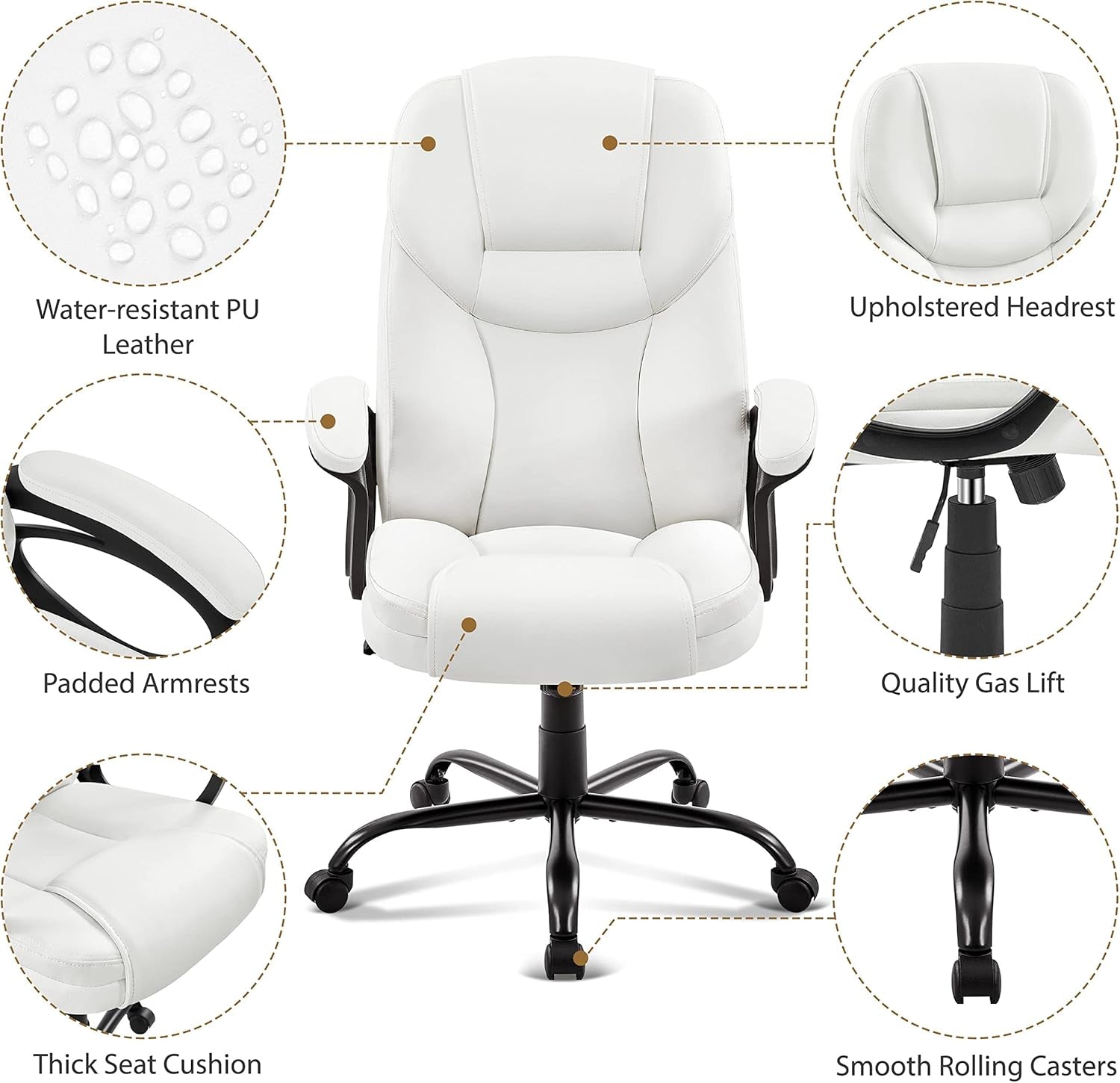 High Back Executive Chair White Ergonomic Office Chair-3