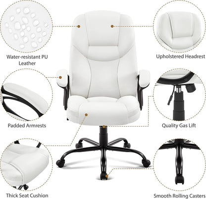 High Back Executive Chair White Ergonomic Office Chair-3