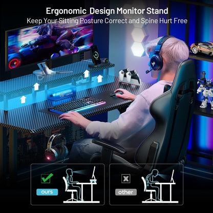 Ergonomic 63 Inch Gaming Desk With LED Lights-4