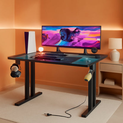 Ergonomic 63 Inch Gaming Desk With LED Lights-0