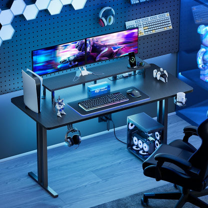 Ergonomic 63 Inch Gaming Desk With LED Lights-1
