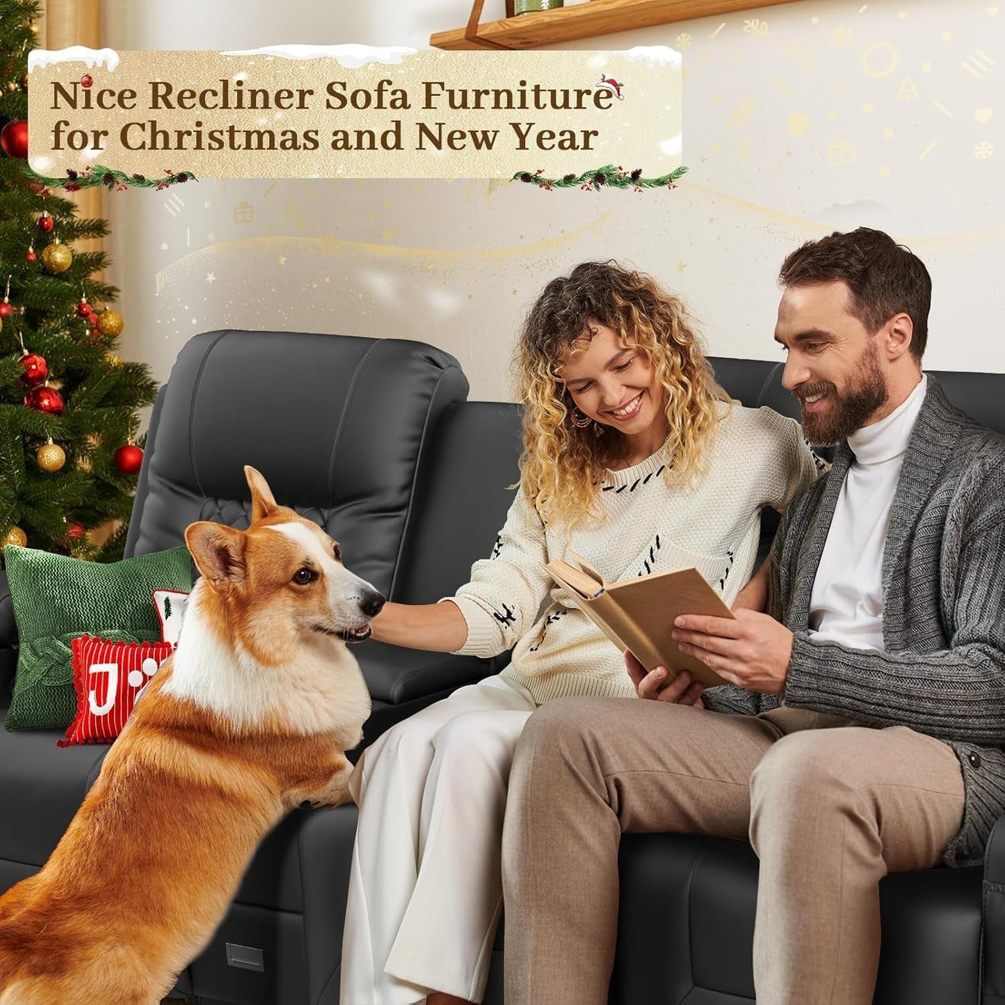 Large 3 Seat Recliner Sofa with USB Ports-2