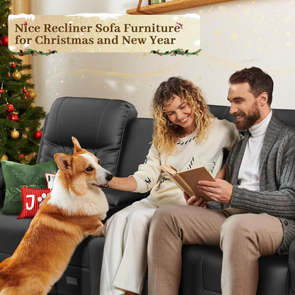 Large 3 Seat Recliner Sofa with USB Ports-2